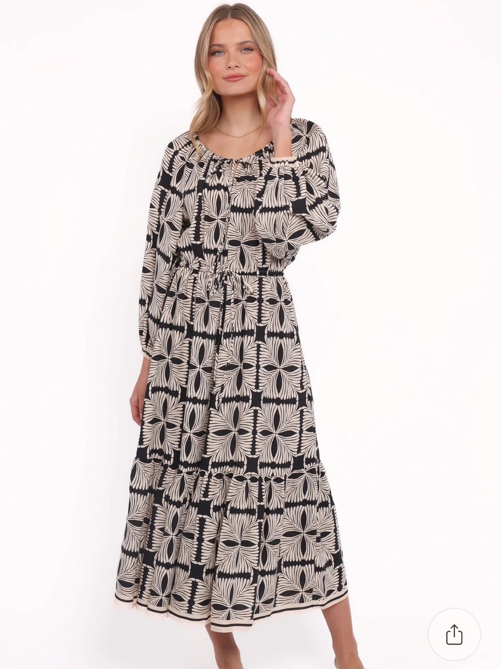 Petal & Pup Black and Cream Floral-Print Maxi Dress